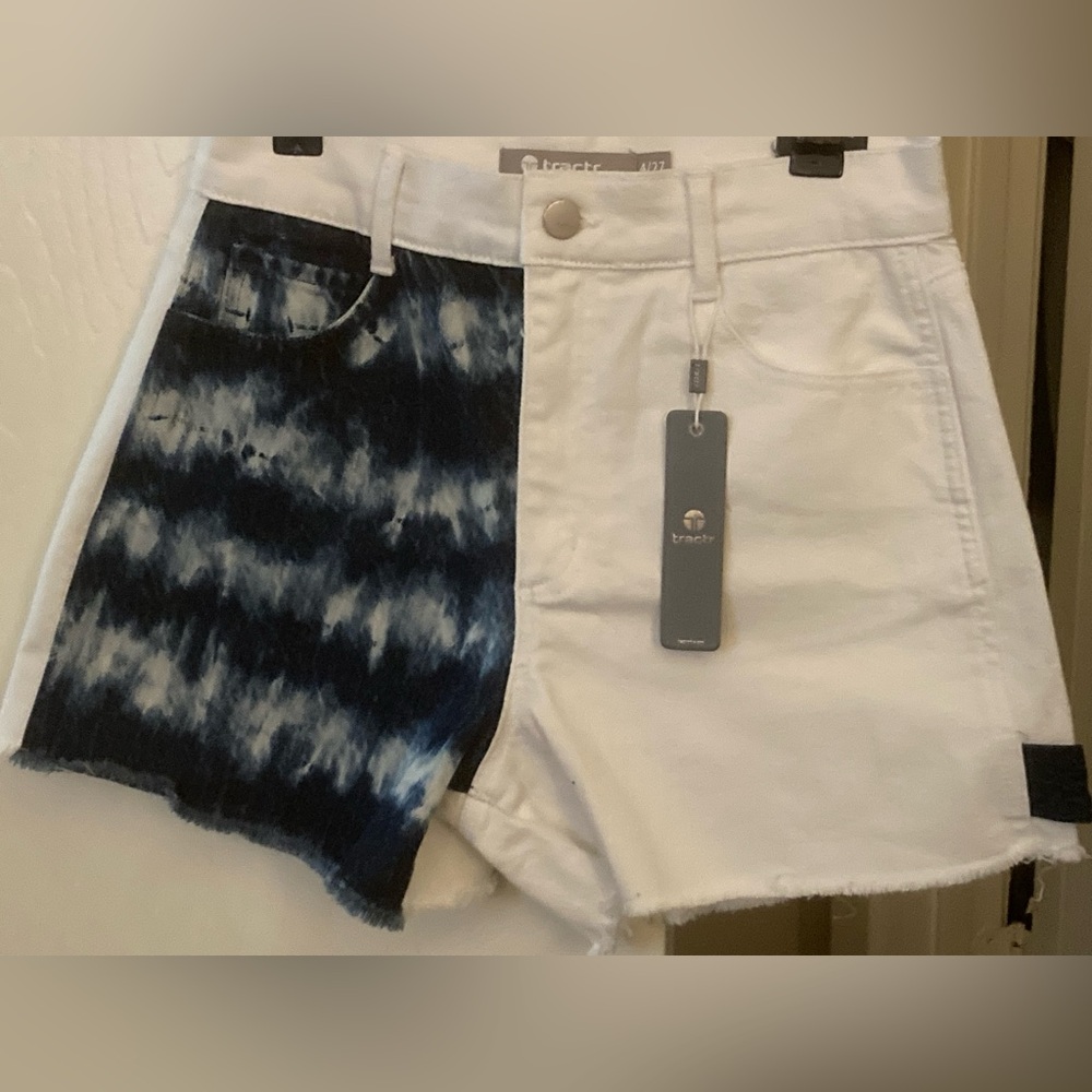 White and Blue Women's Shorts Tractr